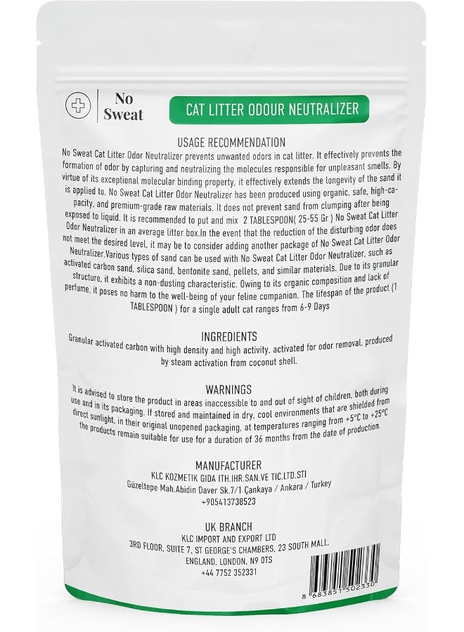 No Sweat Activated Carbon Cat Litter Odour Neutralizer - Made Of Coconut Shell - All Natural - No Chemical, Toxic Ingredients - Unscented - Planet Friendly - Economy Pack - 500 Gr - Image 4